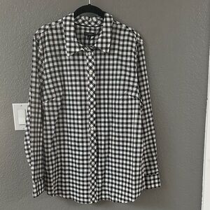 Talbots Black and White Checkered Blouse
